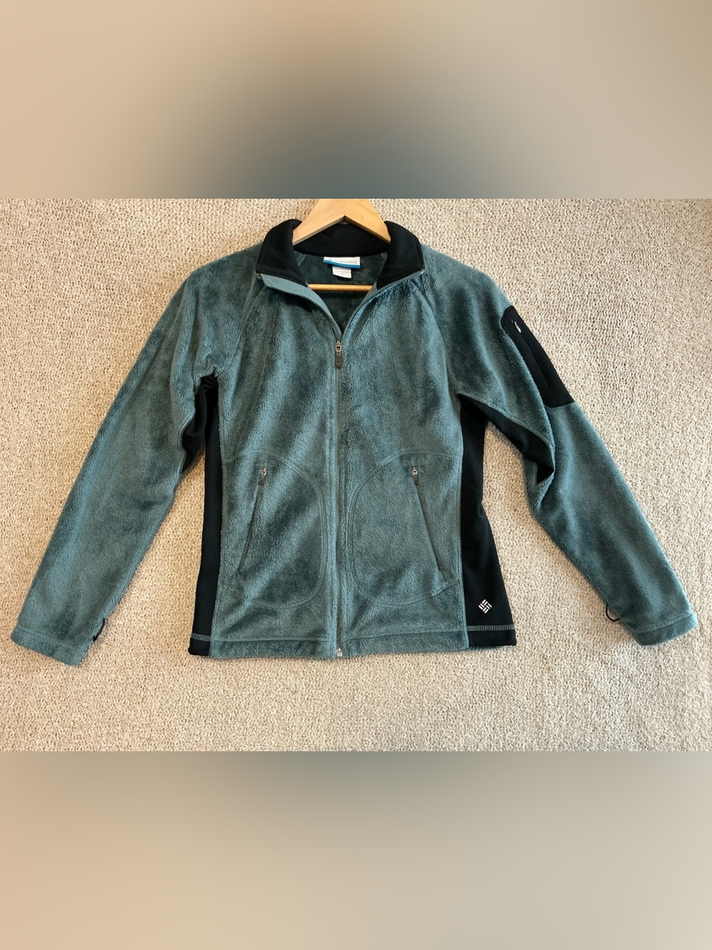 Columbia Women’s Teal Green and Black Fleece Zip Jacket Size S